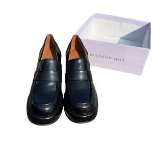 Madden Girl Women's‎ Black Block Heel Loafer Size 7.5 Business Slip On